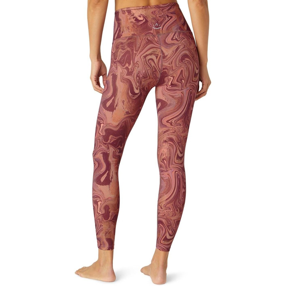 Beyond Yoga Caught In The Midi Legging XS Burgundy Marble Swirl Yoga Pilates EUC